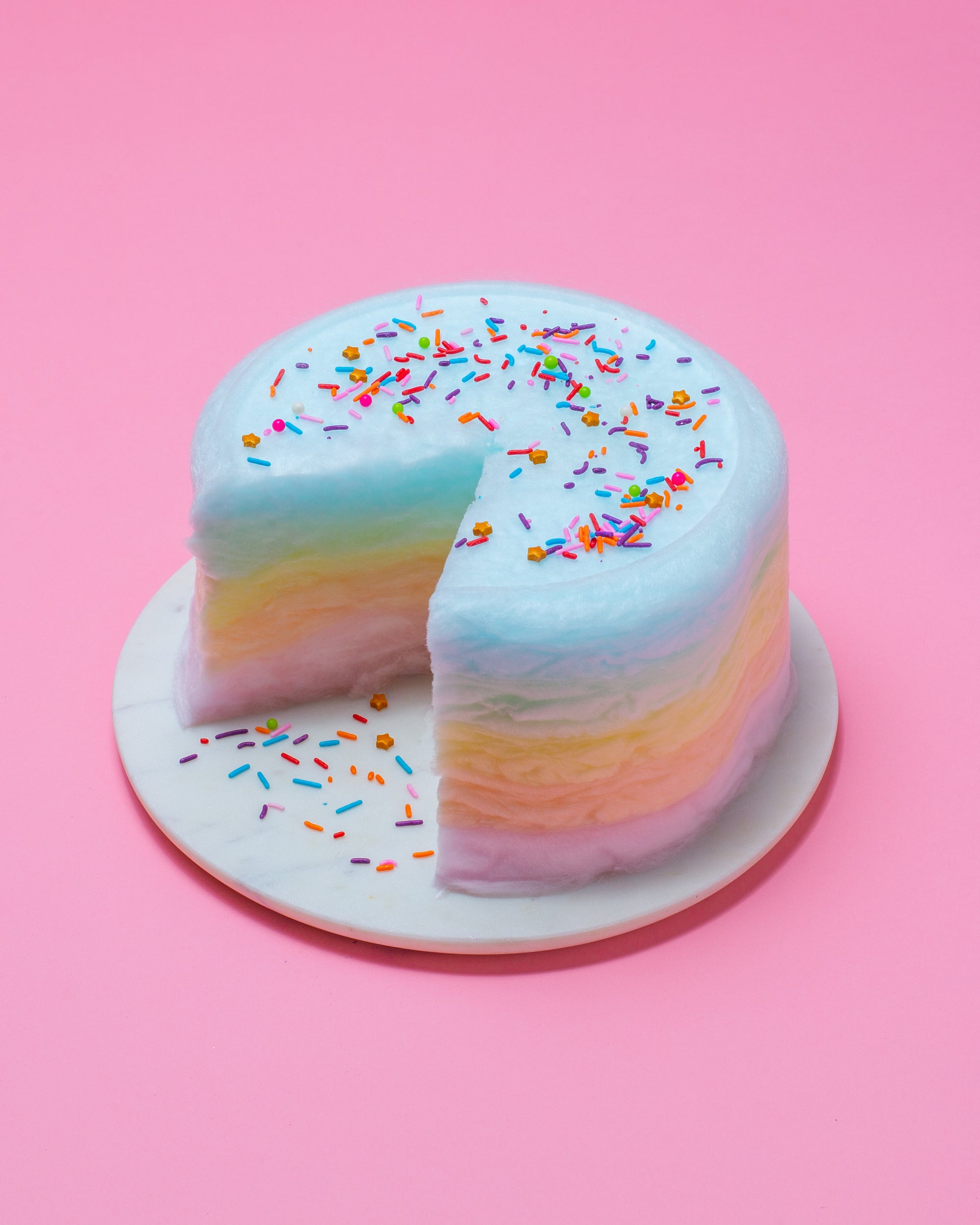 Upside Down Rainbow Floof cake