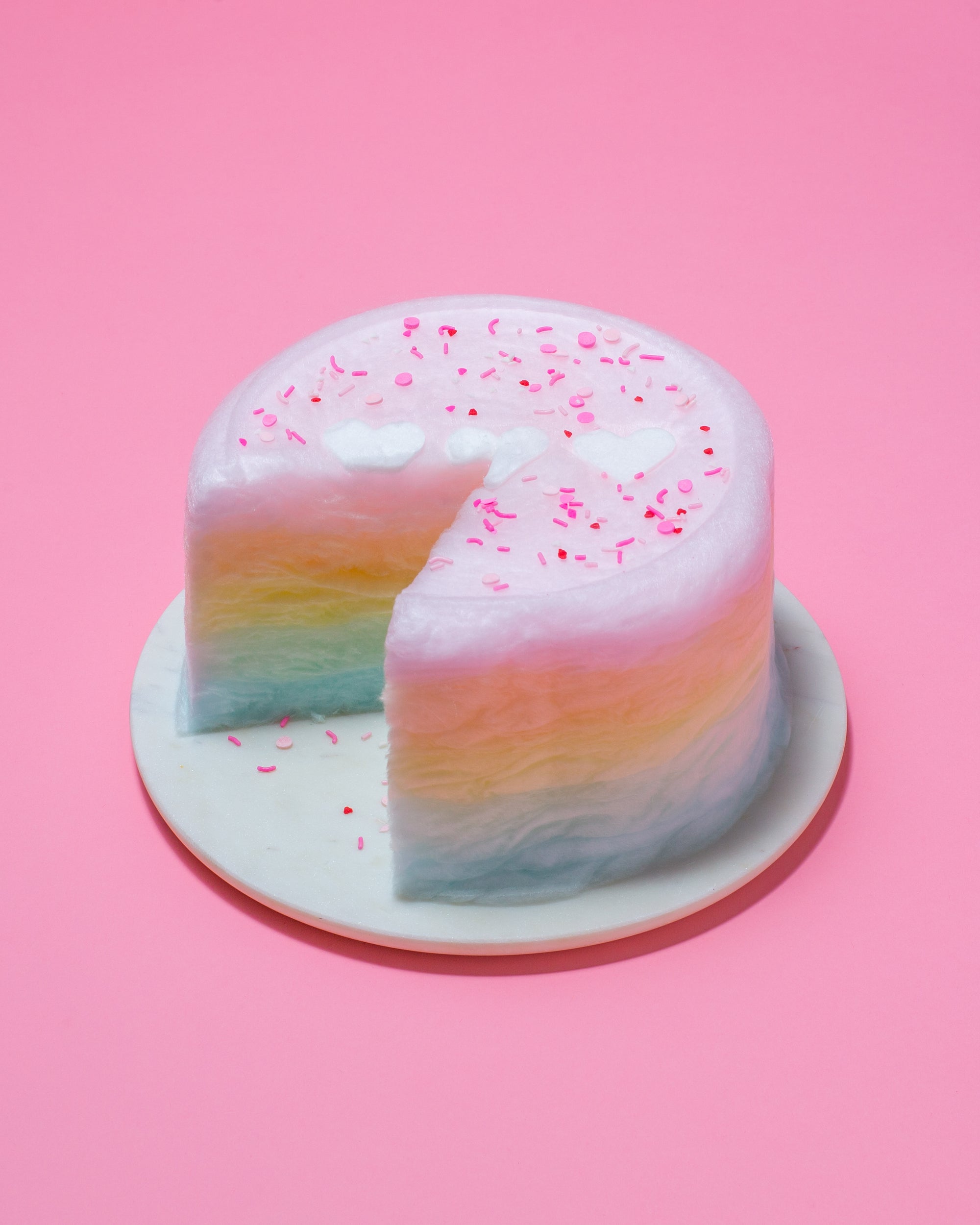 Valentine's Day Rainbow Floof Cake